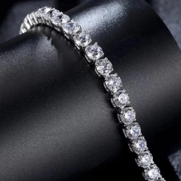 NEW 925 STERLING SILVER 5MM DIAMOND BRACELET, NICE BRACELET, CUTE BRACELET - Picture 4 of 5